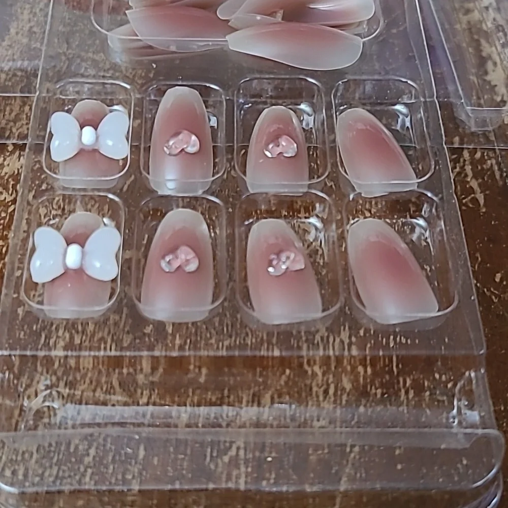 2/$16 Hearts & Bows Coffin Press On Nails